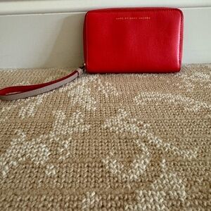 Marc By Marc Jacobs Red Clutch Vibrant Cherry Leather